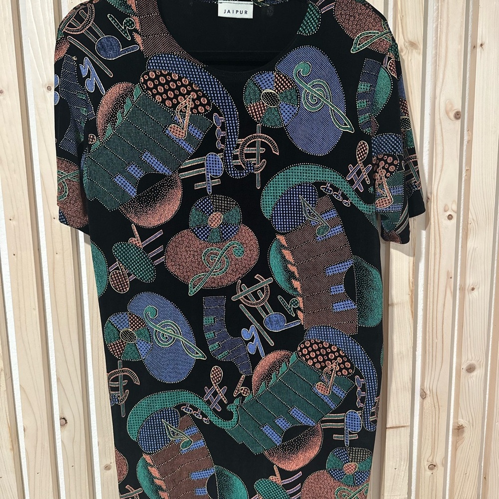 Vintage Musical Mini Dress with shoulder pads s/m